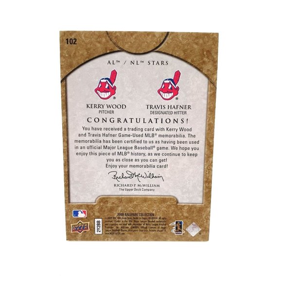Kerry Wood Travis Hafner #102 Indians 2009 Upper Deck Ballpark Collection 93/500 - Picture 3 of 3